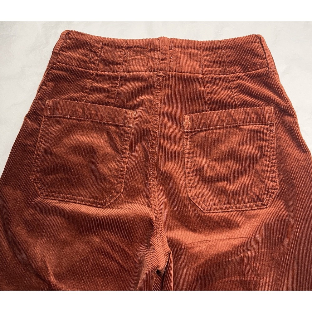 ANTHROPOLOGIE MAEVE Colette Corduroy Crop Wide-Leg High Rise Pants Rust Sz 26 - Picture 6 of 12